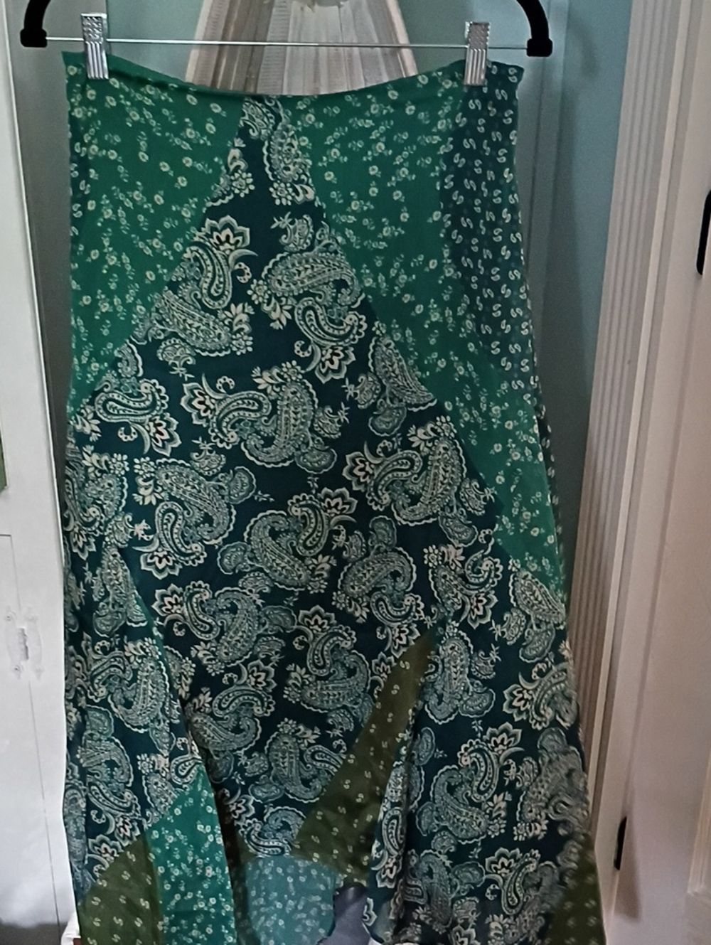 Guess Green Paisley Patchwork Maxi Skirt